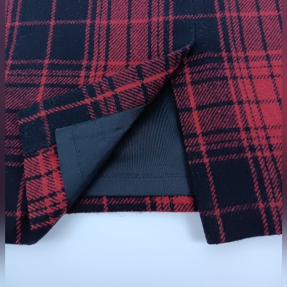 Eddie Bauer-Red & Black Tartan Plaid Wool Blend Pencil Skirt- Size 4 - Picture 5 of 7